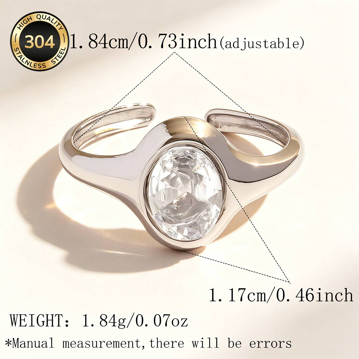 Women's Light Luxury Multi-Shape White Zircon Stainless Steel Ring